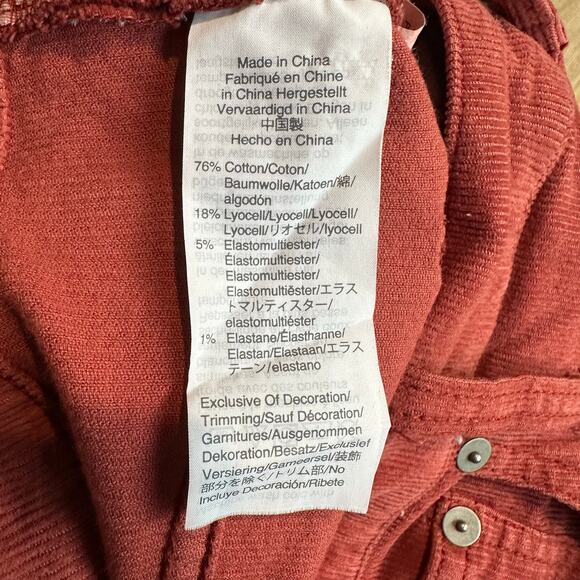 Madewell Cali Demi Button Fly Corduroy Pants Rust Orange 31 - Picture 5 of 10